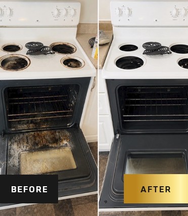 Oven before and after cleaning