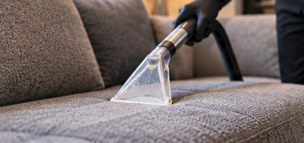 Deep cleaning a fabric sofa with a steam extractor